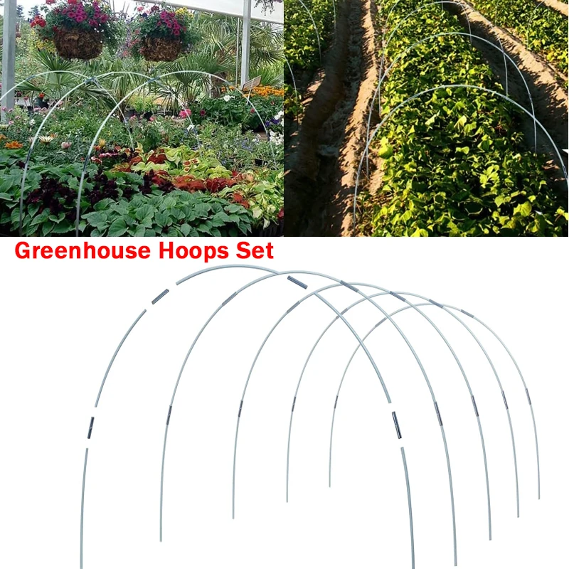 

Greenhouse Hoops Set Folding Fiber Rod Agricultural Seedling Arch Shed Bracket Garden Plant Hoop Grow Tunnel Support Plant Stand