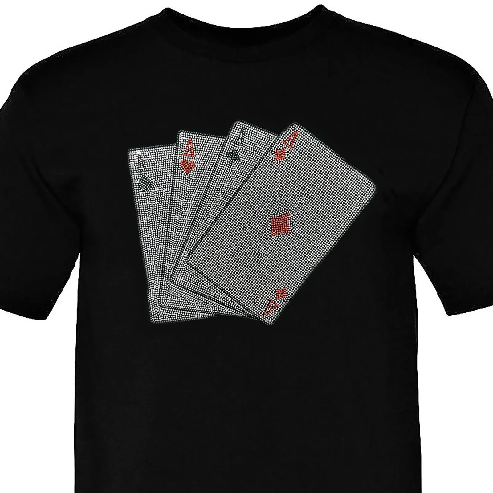 camiseta-masculina-casual-com-strass-e-estampa-de-cartas-de-baralho-quatro-ases-tema-cassino-vintage-lavada-respiravel