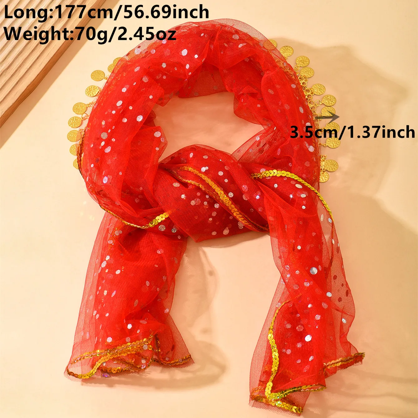 

Яркий красный платок для ближневосточных этнических танцев, универсальный многосторонний аксессуар для мячей и банкетов