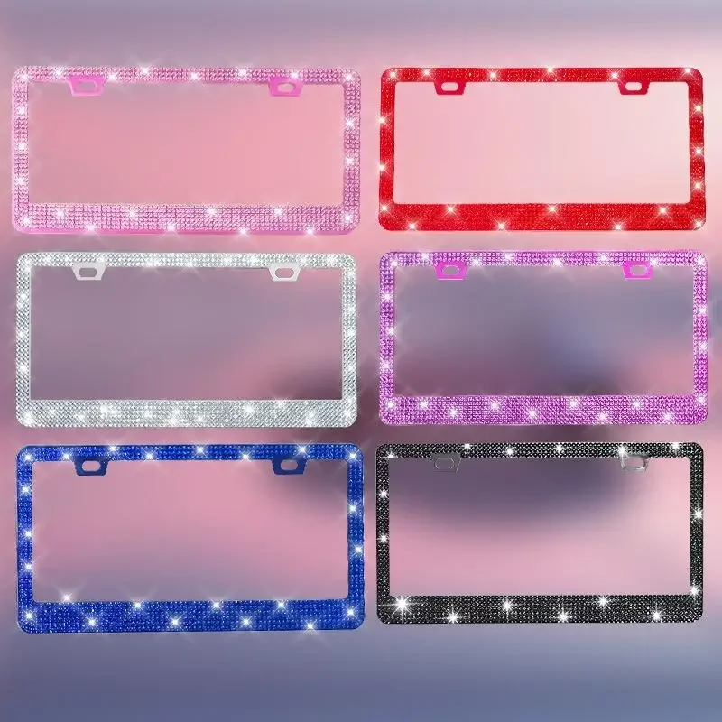 NEUE 1/2PCS 31*16cm Bling Kristall Kennzeichen Rahmen Frauen Strass Auto Kennzeichen Rahmen Abdeckung halter Auto Zubehör