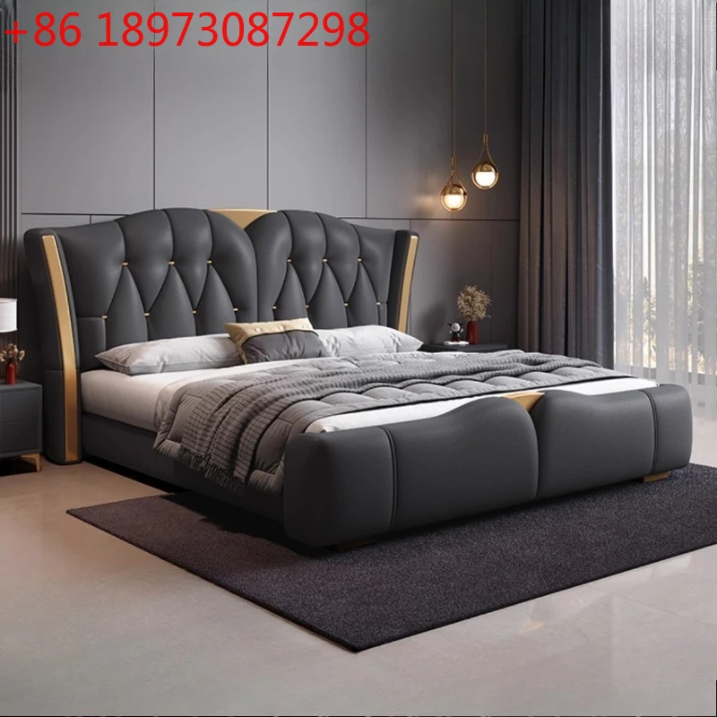 Cama matrimonial de cuero sintético, tamaño king, base y estructura de cama tamaño completo, tamaño queen, tamaño twin, cama de lujo, muebles para dormitorio principal.