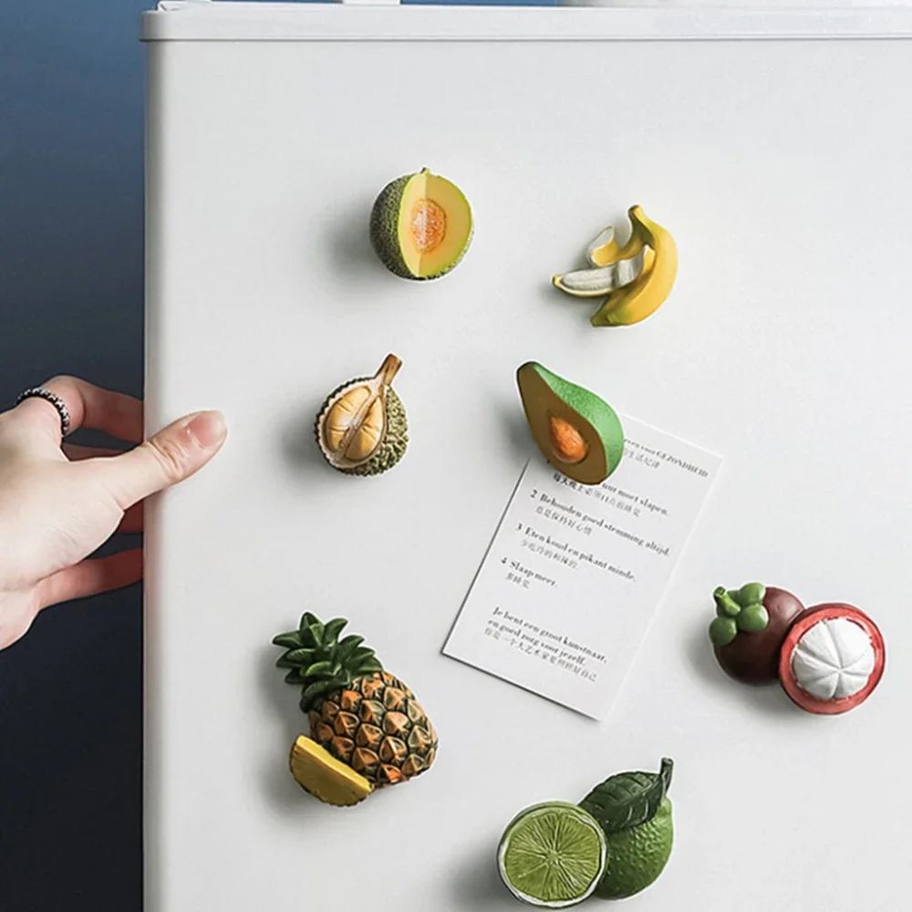 Creative 3D Fruit Refrigerator Stickers Three-Dimensional Design Magnetic Message Board Note Paper Home Kitchen Decoration