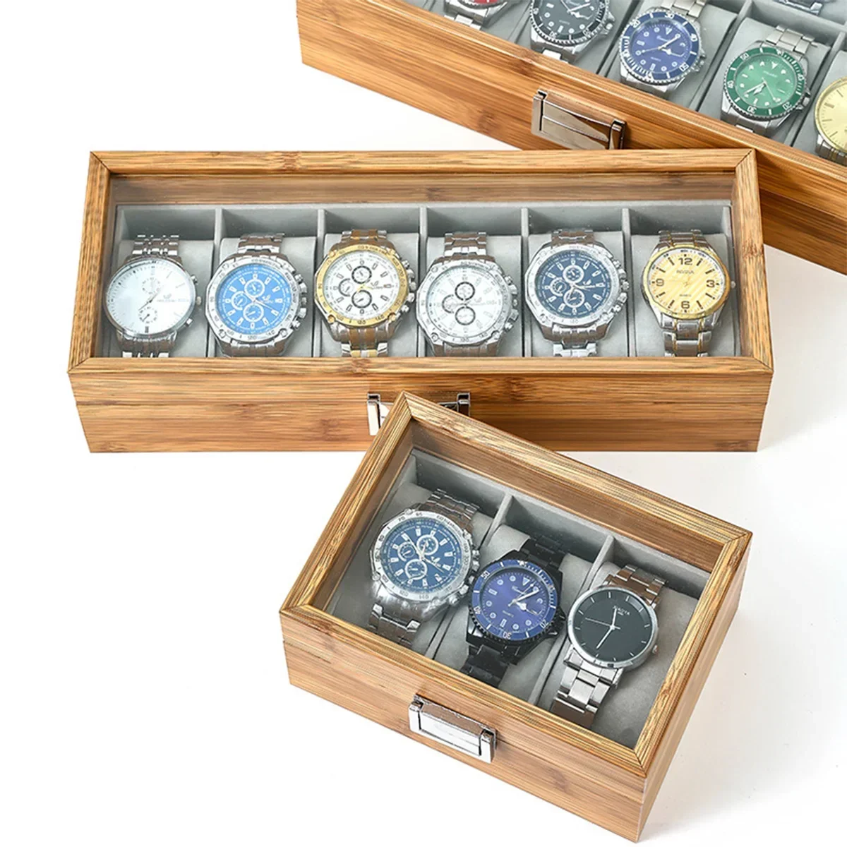 3/6/10/12 Slots Wrist Watch Box Watch Holder Storage Case Organizer wooden Watch Display Box Fashionable Watch Storage Case