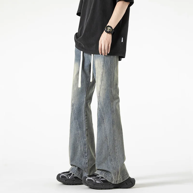 Four seasons of high street jeans American baggy straight-leg pants Hipster little cropped pants