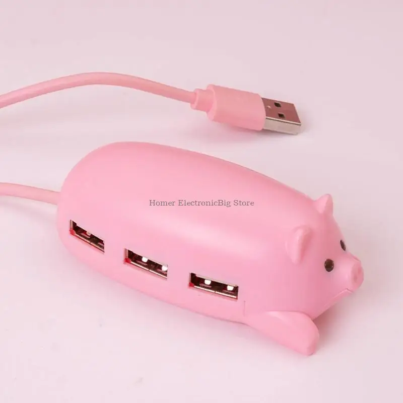 Cartoon Pig USB Hub 3 Port 2.0 USB -Splitter -Expander für Laptop -PC -Flash -Laufwerk