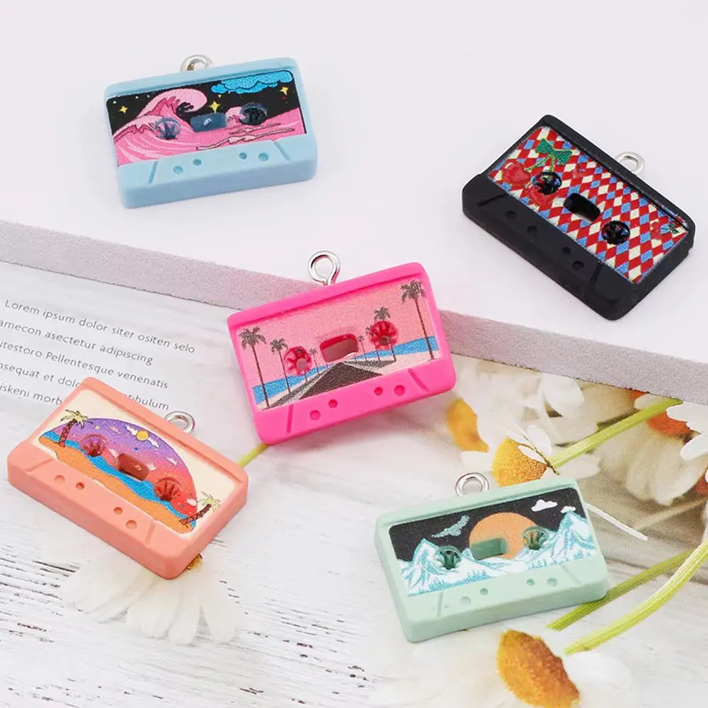 10Pcs Retro Punk Music Tape Resin Charms Diy Kawaii Phone Keychain Earring Cartoon Funny Pendants Charms for Kids Jewelry Making