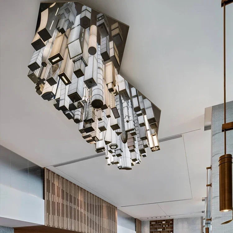 Custom Large Iron Non-Standard  for Hotel Lobby Hall Decoration Exclusive   for Luxury Interiors
