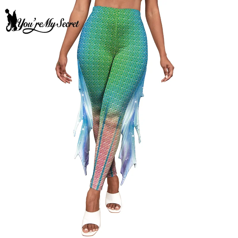 [Eres mi secreto] Arowana Legging disfraz de sirena Cosplay divertidos pantalones con estampado 3D pantalones de fiesta Festival ropa de Purim de Carnaval