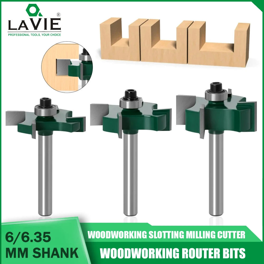 LAVIE 1PC 6mm 1/4 Inch Shank T Type Bearings Wood Milling Cutter Industrial Grade Rabbeting Bit Woodworking Tool Router Bits  공구