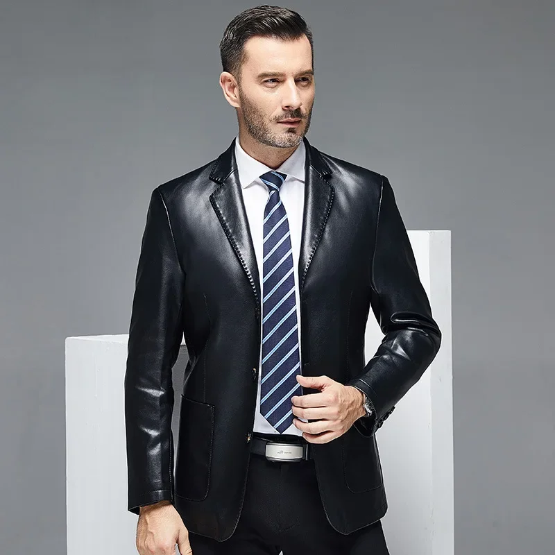 

2023 Spring and Autumn Season Thin Genuine Leather Men's Suit Genuine Leather Coat Men's Sheepskin Suit Slim Fit Coat