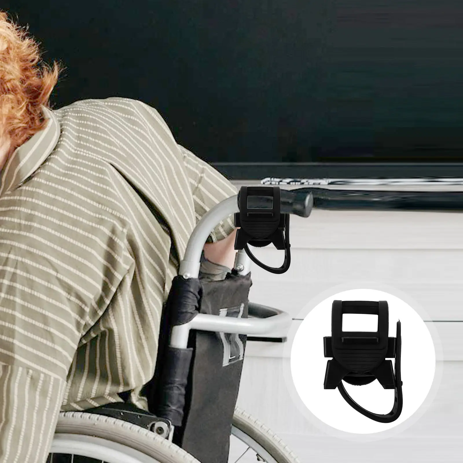 

2Pcs Cane Holder Crutch Storage Rack Easy Install Durable Plastic Wheelchair Mobility Scooter Cane Organizers Portable Storage