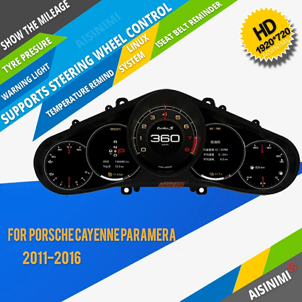 AISINIMI Car Digital Cluster Instrument Speed Meter Dashboard Display Lcd Dashboard Cockpit For Porsche Cayenne Paramera 2011