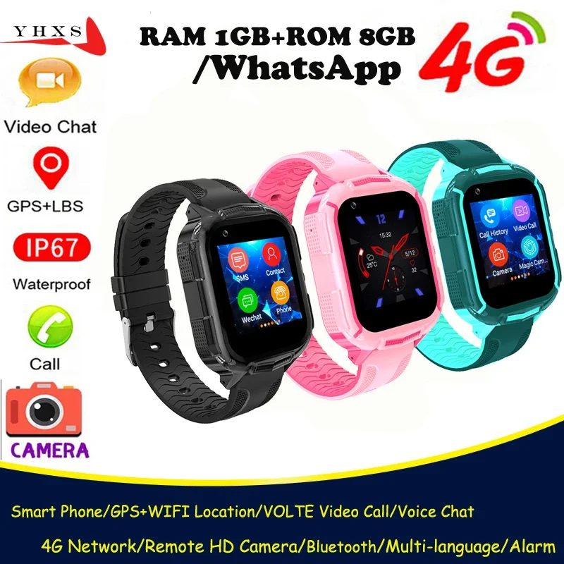 RAM 1GB+ROM 8GB Android 8.1 Smart 4G Kid GPS WIFI Trace Location Child Student Camera Voice Video SOS Call Phone Whatsapp Watch