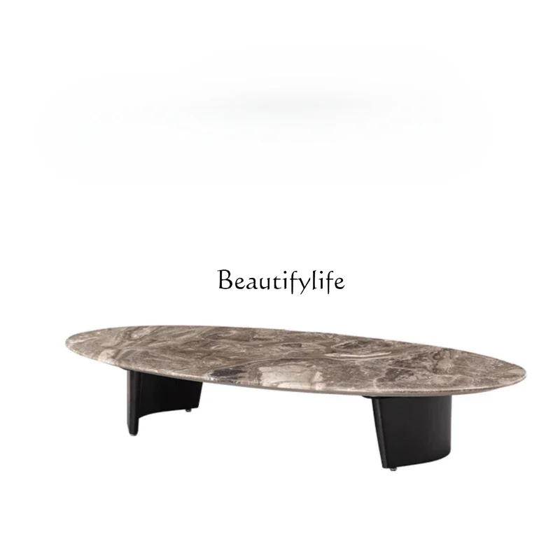

ls 18Italian modern simple natural marble coffee table living room household oval tea table high-end