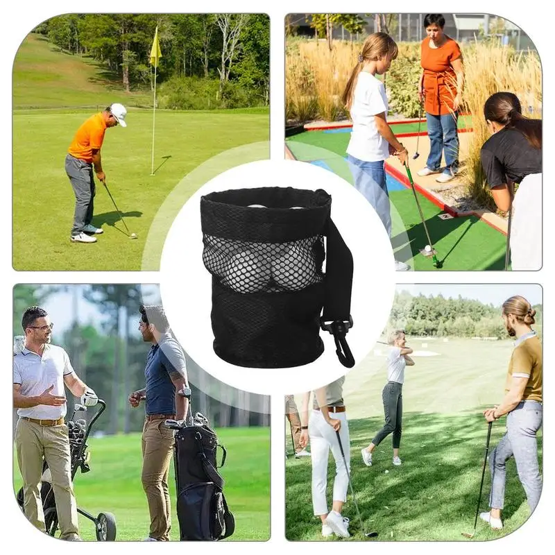 Multipurpose Golf Ball Bags Drawstring Golf Ball Pouch Portable Durable Nylon Mesh for Driving Range Training Ground Golf Course