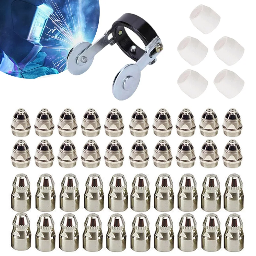 46Pcs For P80 Plasma Consumables Set 20 Electrodes 20 Tips 5 Shield Cups Roller Guide Wheel For 80A Welding Torch Cutting