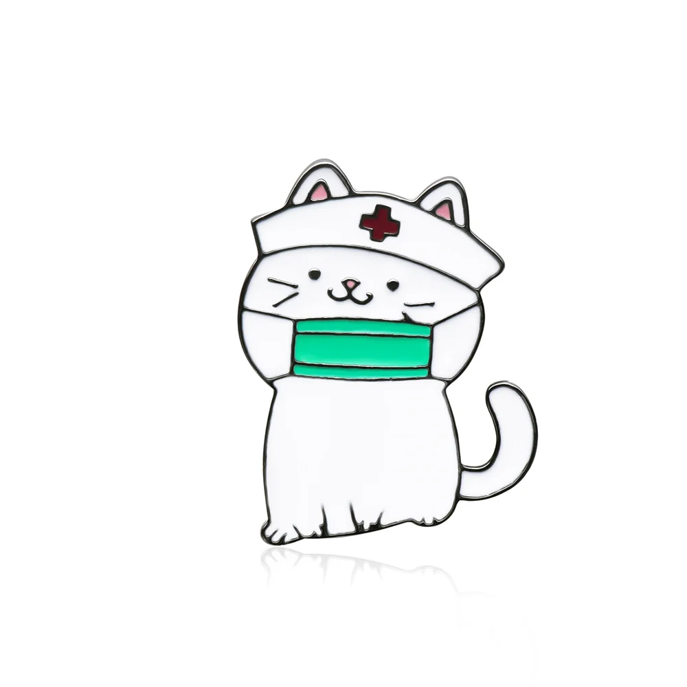 Cat Nurse Cute Brooch Delicate Petite Enamel Brooch Hat Lapel Badge for Medical Sdudent Graduation Memorial Gift