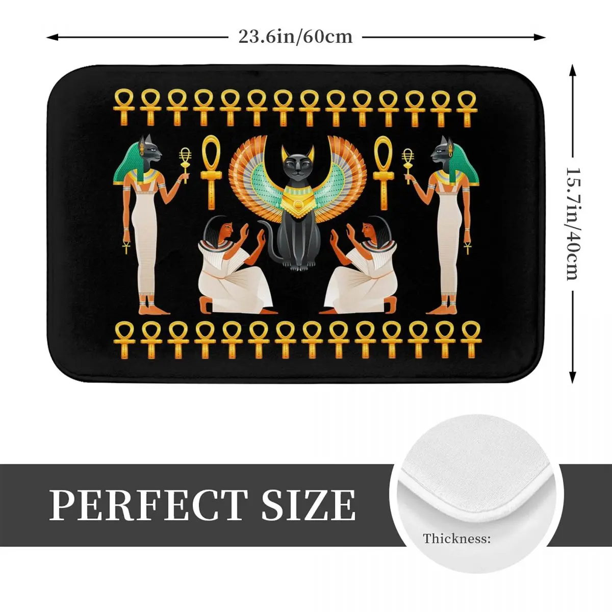 Bastet Egyptian Cat Goddess Ancient Doormat Kitchen Entrance Home Floor Mat Non-slip Carpet Rug for Living room Footpad Mats