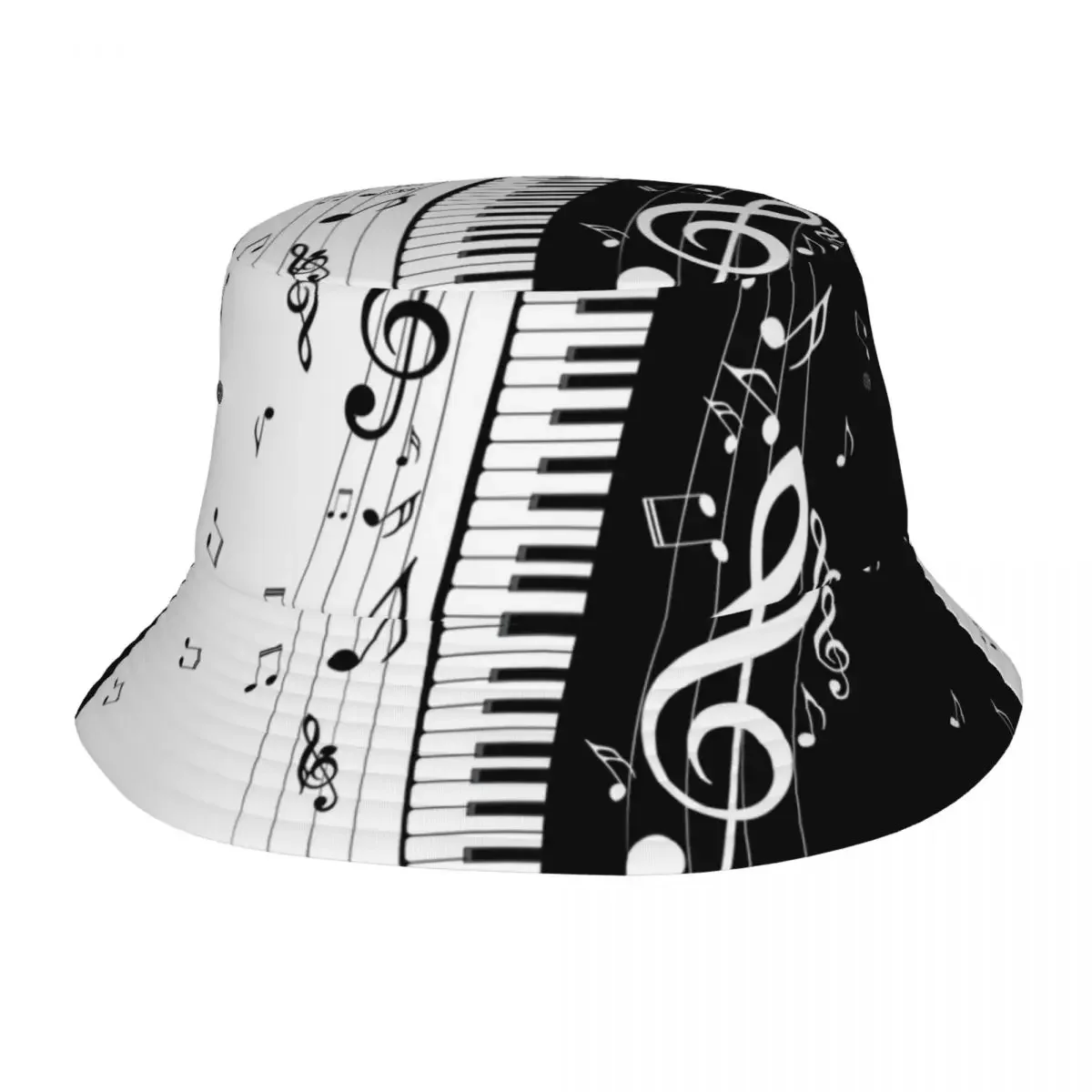 Minimalistic Piano Keyboard Bob Hats Hot Summer Headwear Stuff Music Note Fishing Fisherman Caps for Outdoor Woman Boonie Hat