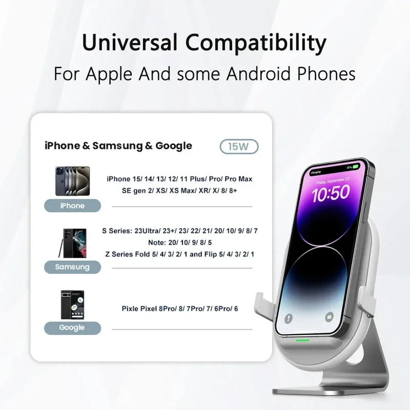 Wireless Car Charger Mount 15W Fast Charging Auto Clamp Air Vent Dashboard For iPhone Samsung Google Pixel Android Phone Car Use