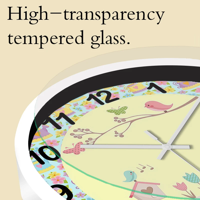 ساعة حائط معلقة مستديرة صامتة على شكل طائر الغناء، مناسبة لغرفة المعيشة والمدرسة وغرفة الدراسة وغرفة النوم وهدايا الأطفال