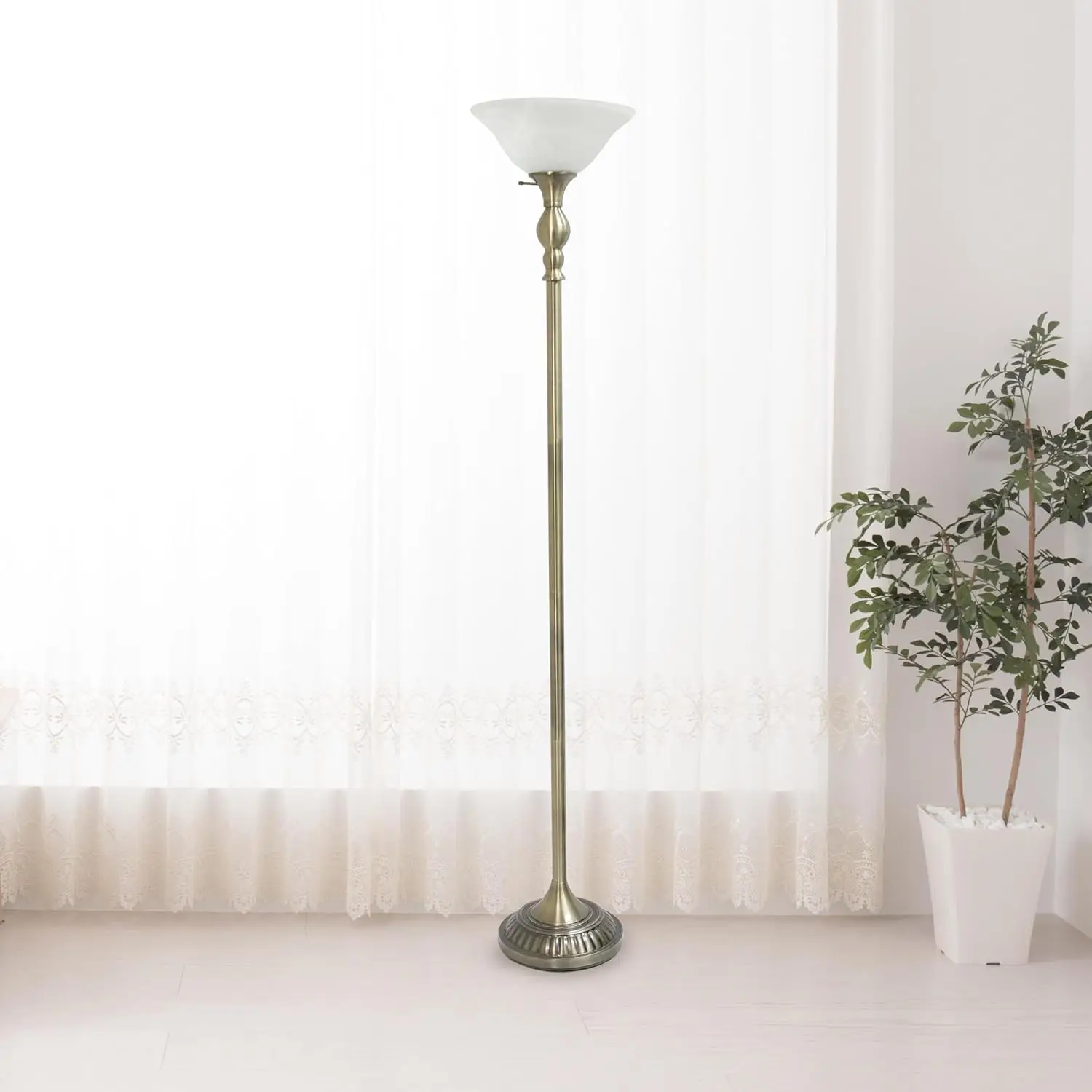 with Marbelized White Glass Shade, Restoration Bronze and White