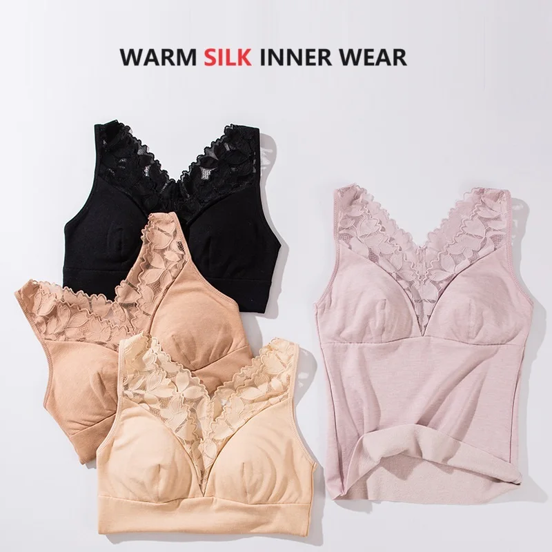 silk warm winter sexy women tank top tops womens tanktop lace bra camisole for white cami black lingerie bralette woman chest