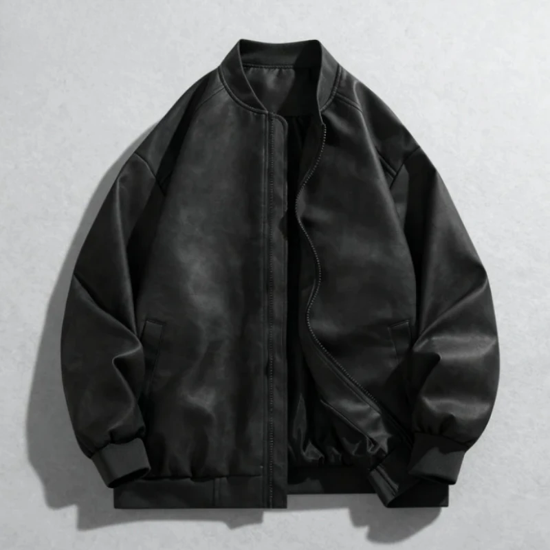 

2025 Autumn New High Quality Jacket for Men Retro Versatile Loose Fashionable Trendy Comfortable Top Leather Jacket for Men