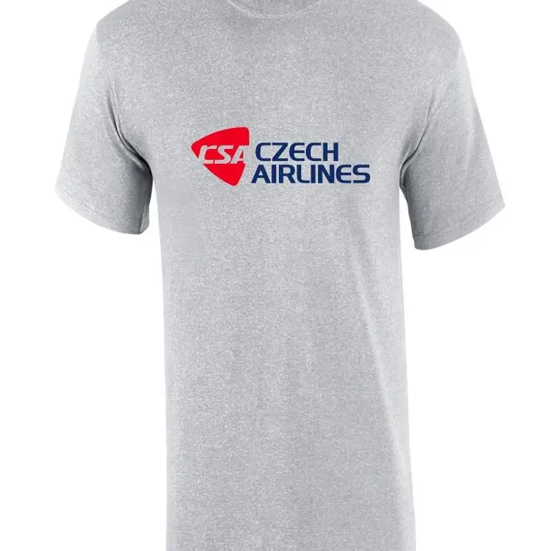 Czech Airlines Red Blue Logo Czechoslovakian Airline Sport Gray Cotton T shirt