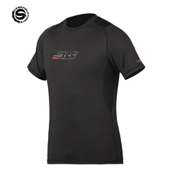 SFK Breathable Men Running T Shirt Short Sleeve Fitness Shirt Reflective Letters Sportswear Quick Dry Training Exercise