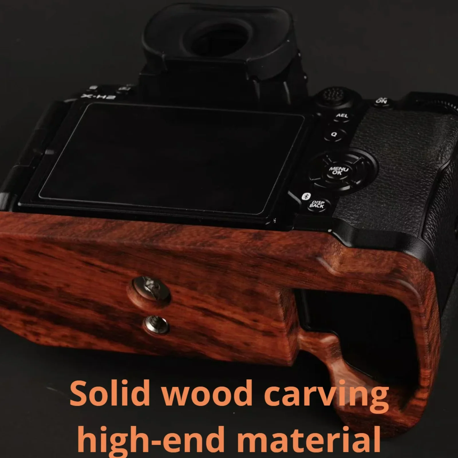 Camera cage Base Wood Hand Grip Holder, For Fujifilm XH2 XH2S Camera, Solid Wood Red Sandalwood Handle Base Ebony Rosewood Grip