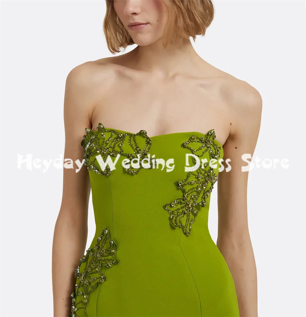 Heyday Women's Mermaid Strapless Beaded Saudi Evening Dresses With Sleeveless Floor-Length Formal Elegant Party Dresses 2025