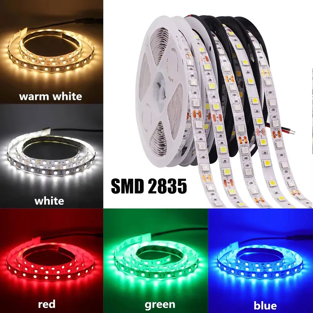 Led Strips 12V 2835 5M Waterproof White Red Blue Yellow Blue Green Ice String Led Lights For Room Decoration Adhesive Led Tape