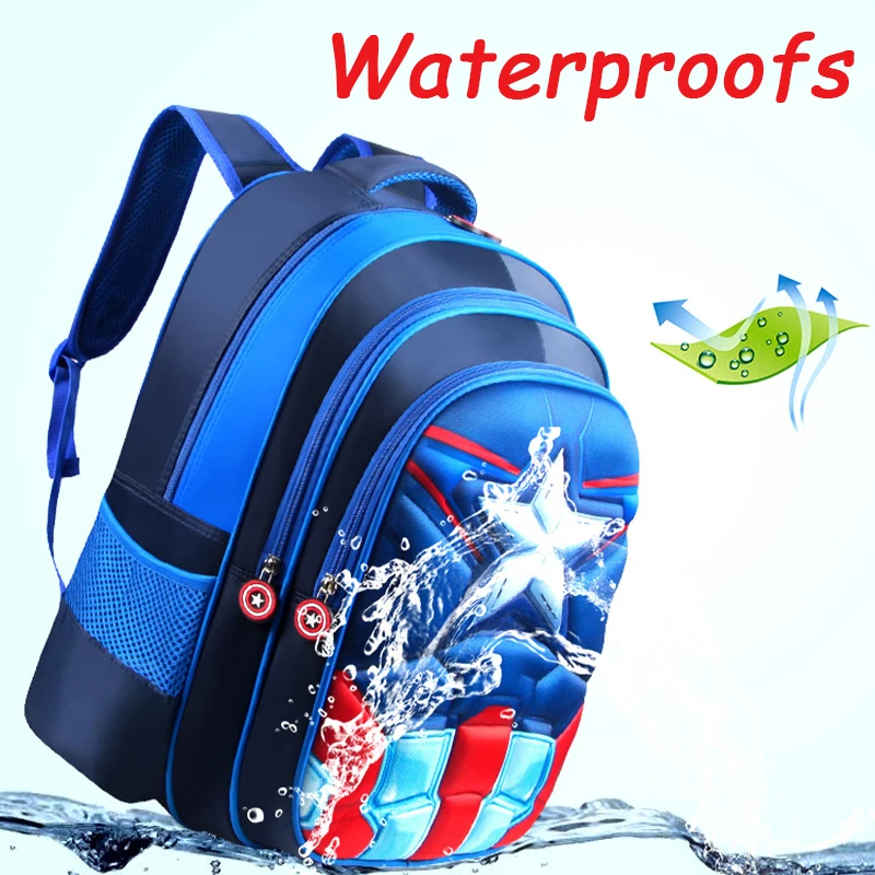 Superman Batman Spiderman Captain America Children Schoolbag 3d Cute Waterproof Spiderman Design Print Backpack Children Gift