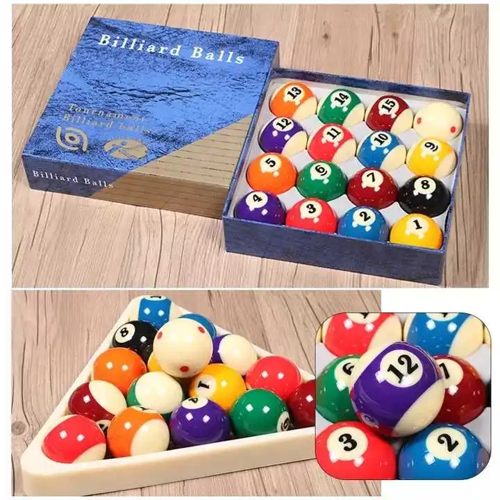 Juego de bolas de billar de resina fenólica con logotipo personalizado de China 2024, bola de taco de 57,2mm con embalaje de caja para uso deportivo
