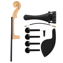 4/4 3/4 1/2 1/4 Violin Neck Fiddle Parts For DIY Violin Luthier Repair Bulid Wood Fiddle Neck Fingerbaord Pegs Tailpiece Plastic