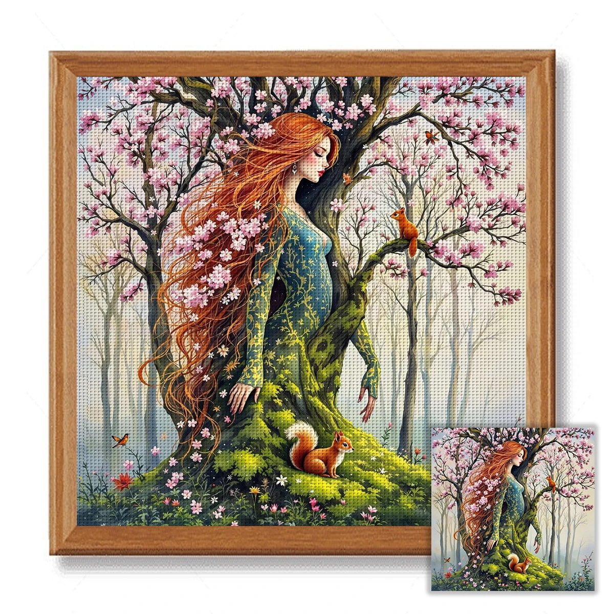 1 Set 40x40cm-15,7x15,7 Zoll Rahmenloses 11CT/14CT Bedrucktes Stoff-Kreuzstich-DIY-Set, Schöne Landschaft, Set – Detail 4