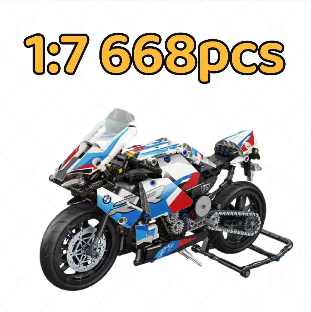 1:7 886-teiliger MOC Motorrad-Bausatz Technisches Rennmotorrad-Modell Spielzeug für Kinder Geschenke