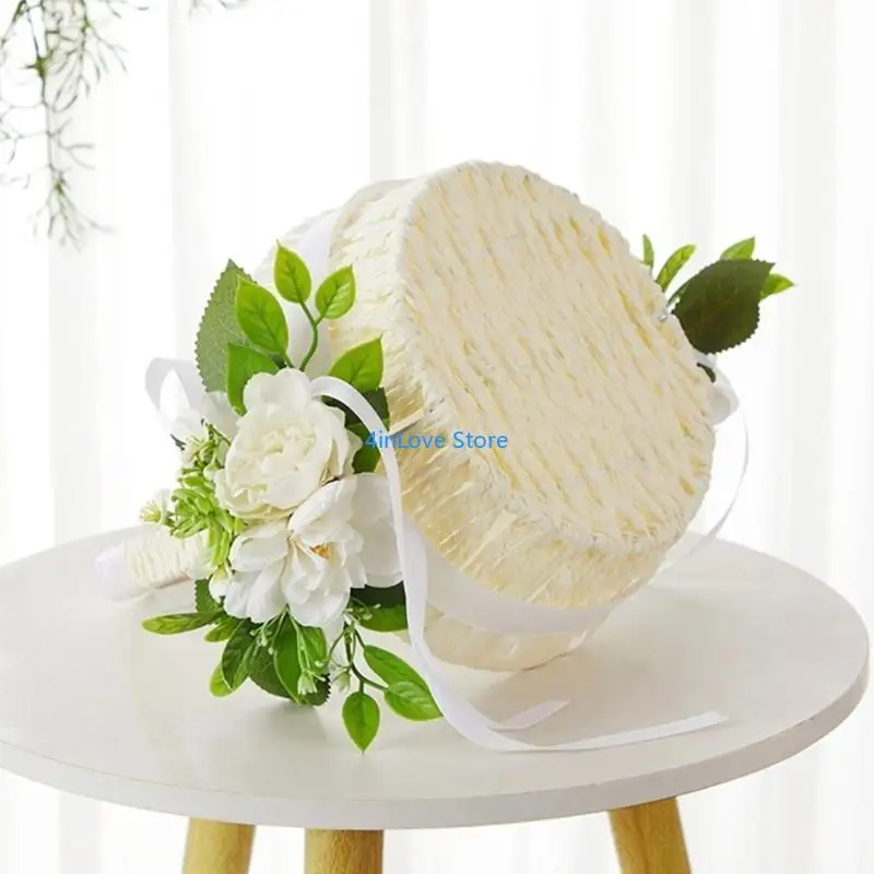 

T4MD Bridesmaids Flower Storage Basket Vintage Handwoven Wedding Versatiles Basket