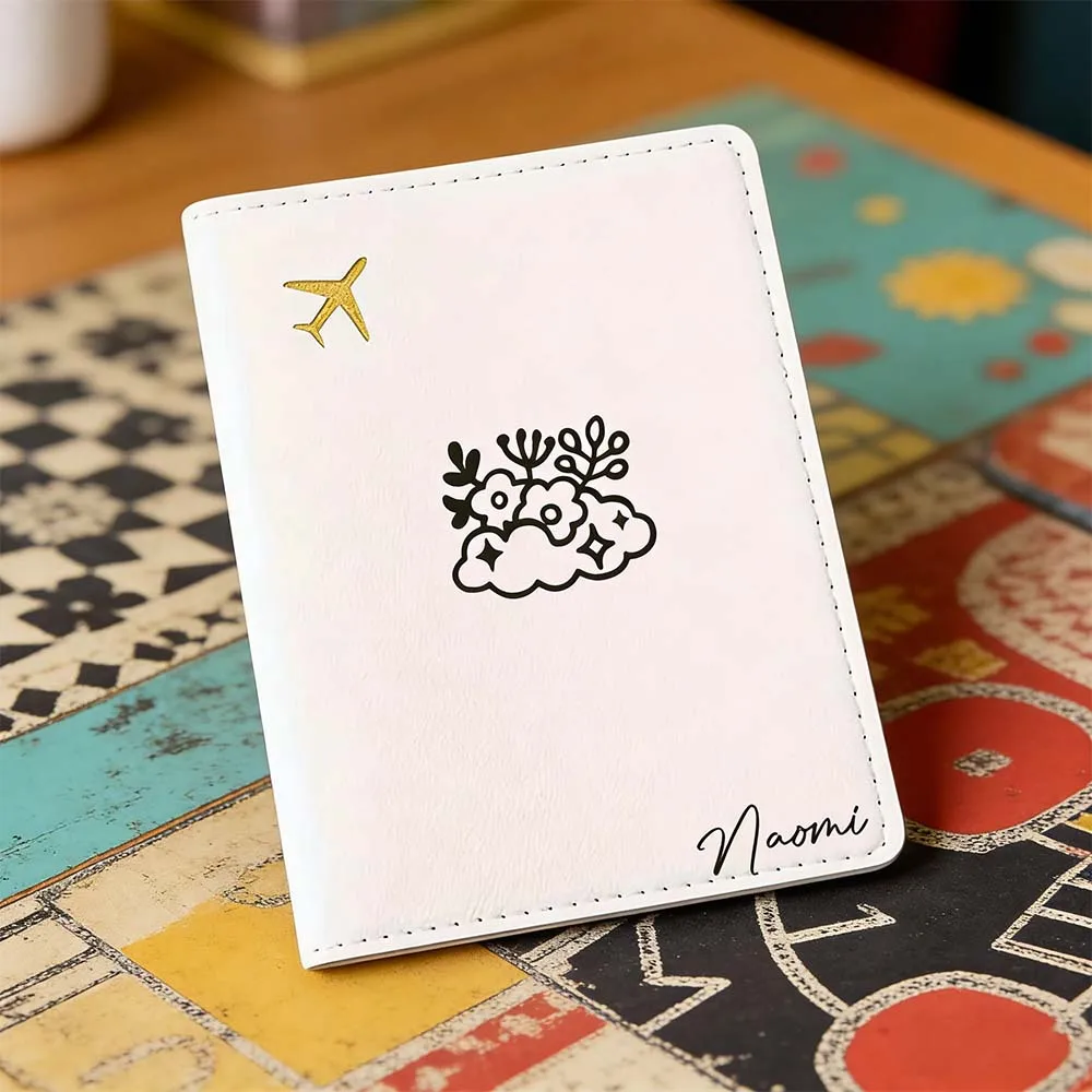 

1pc Personalized Name Passport Cover Travel Gift Leather Passport Organizer Lightweight