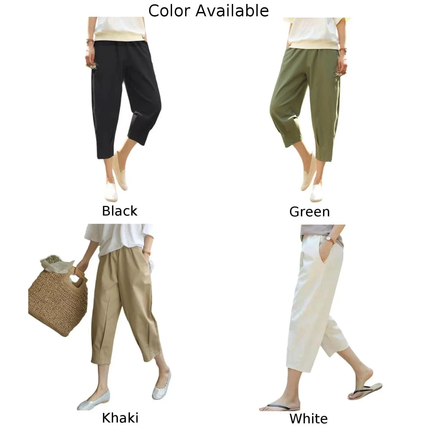 Trousers Pants Women Summer Crop Pants Carrot Pants Casual Loose Korean Pleated Pants Solid Color Trousers Brand New Casual