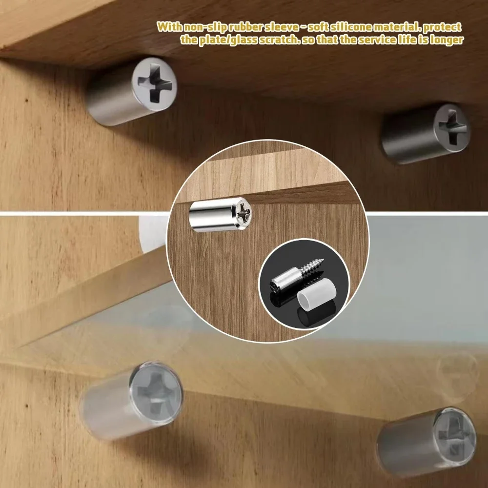 Self-Tapping Screws Cabinet Laminate Shelf Support Pegs with Non-Slip Sleeve Shelves Kitchen Glass Furniture Closet Shelf Pins