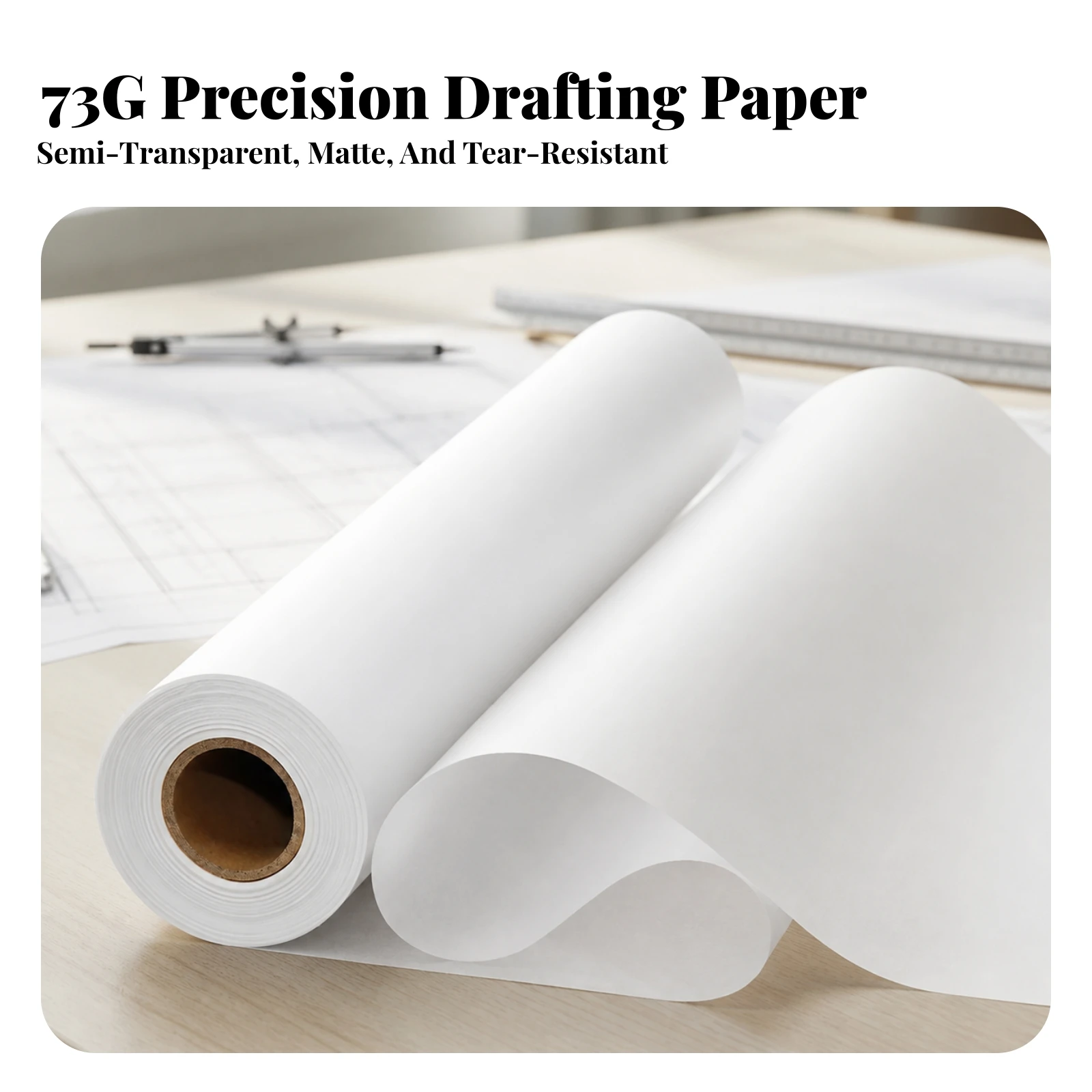 Tracing Paper Roll Smooth Translucent Tracing Paper Smudgeresistant High-Resolution for Architects, Engineering Drawing