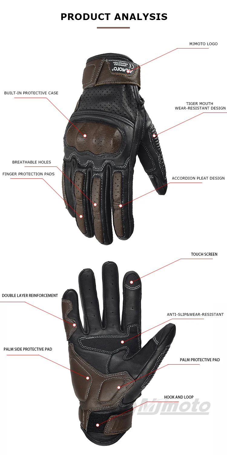 Gants Moto En Cuir Perforé Unisexe - Motocross, Road - Neuf Sans Emballage