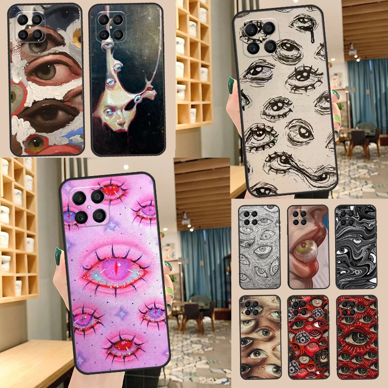 Scary Face Eyes Smiley Phone Case For Huawei P50 P40 P30 P20 Lite Pro Nova 5T P Smart 2021 Honor X8 X7 X9 50 Case