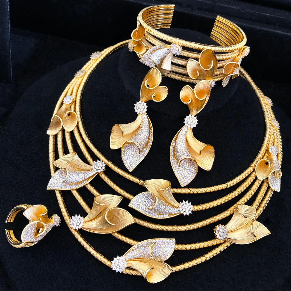 GODKI New Luxury Bowknot Dance Dubai Bridal Jewelry Sets For Women Wedding Party Nigerian African Long Necklace Earring Set