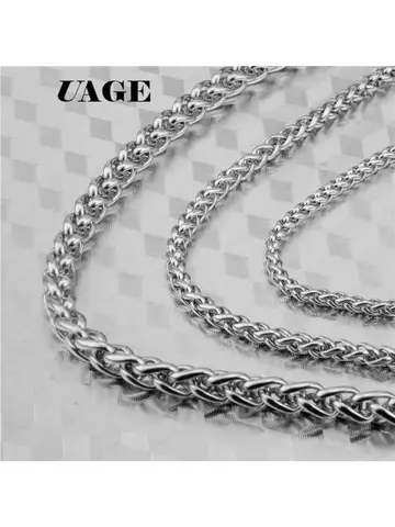 UAGE 3mm/4mm/5mm/6mm Width 316L Stainless Steel Men Boy Spiga Plait Necklace Chain Silver Color