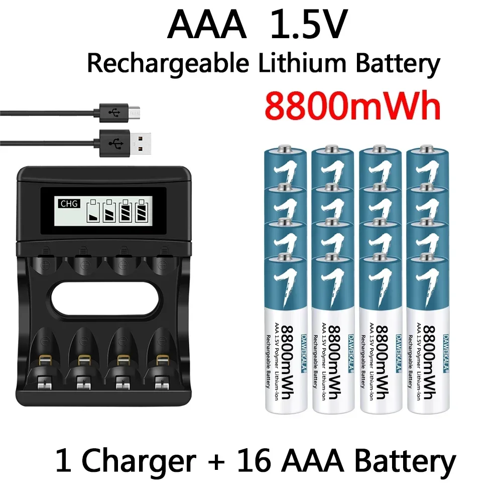 Bateria AAA 1,5 V Akumulator polimerowy litowo-jonowy Bateria AAA do myszy zdalnie sterowanej Zabawka elektryczna z ładowarką USB