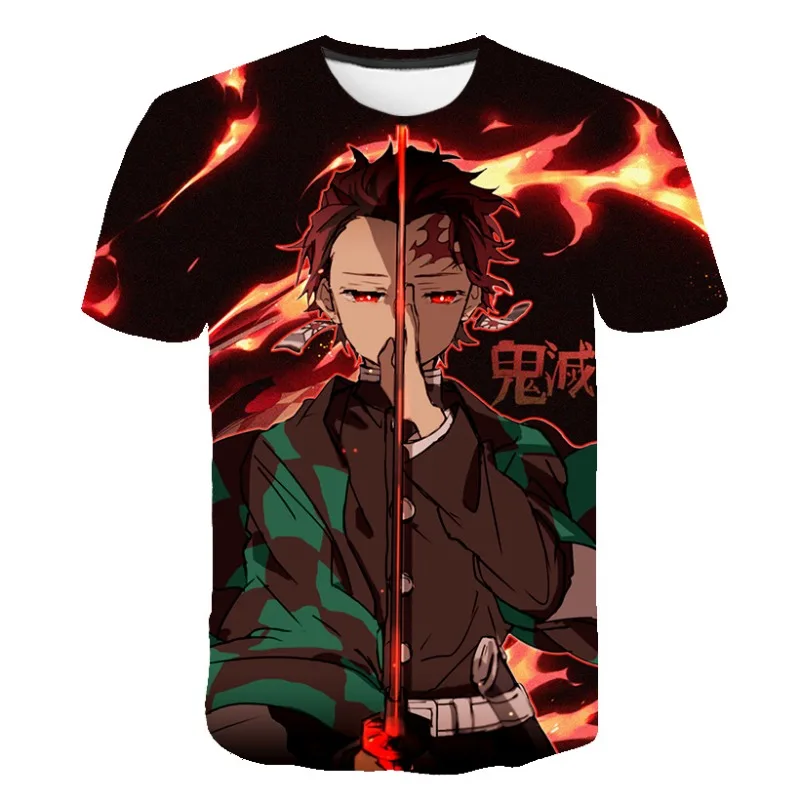 Anime Demon Slayer T Shirt Lovely Kamado Nezuko Costume Boys Girls T-shirt Summer Short Sleeves Oversized Streetwear Loose Tops