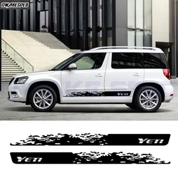 2pcs Racing Sport Stripes Car Door Side Skirt Decor Vinyl Decal For Skoda YETI Auto Body Sticker OFF ROAD Accessories DIY Film